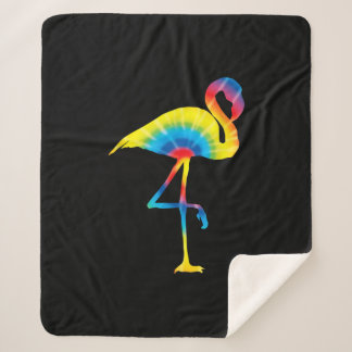 Tie Dye Flamingo Rainbow Print Bird Animal Hippie Sherpa Blanket
