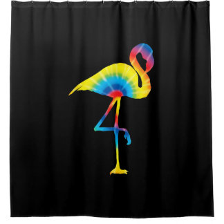 Tie Dye Flamingo Rainbow Print Bird Animal Hippie Shower Curtain