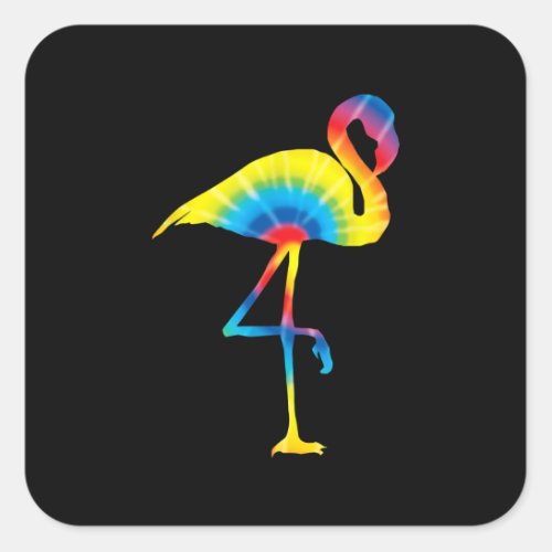 Tie Dye Flamingo Rainbow Print Bird Animal Hippie Square Sticker