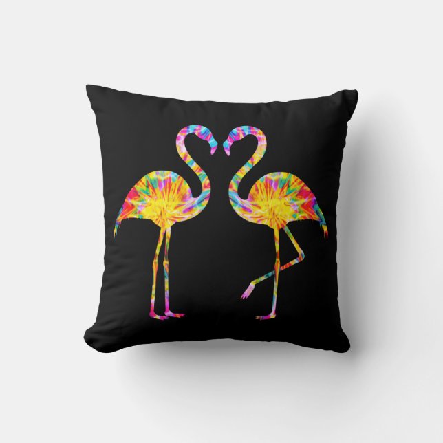TIE DYE FLAMINGO THROW PILLOW (Front)