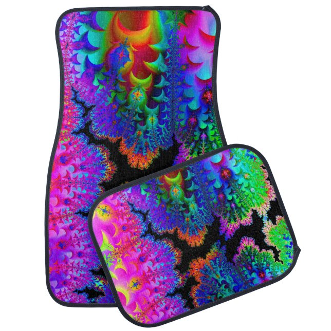 Tie Dye Fractal Set of 4 Car Floor Mat (Set)