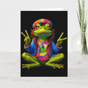 Tie-dye Frog Peace Sign 60s 70s Hipe Men Women Card