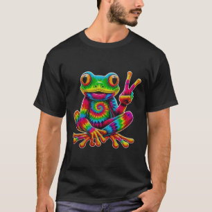 Tie-dye Frog Peace Sign Hippie Christmas Frog T-Shirt