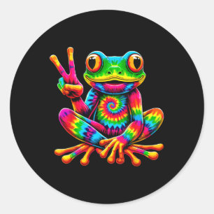 Tie-dye Frog Peace Sign Hippie Classic Round Sticker