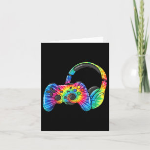 Tie Dye Gaming Headset Controller Video Games Game Card