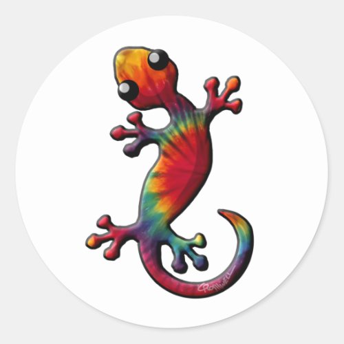 Tie Dye Gecko Lizard Classic Round Sticker