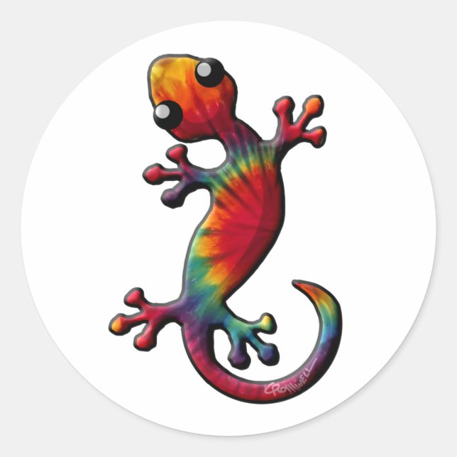 Tie Dye Gecko Lizard Classic Round Sticker (Front)
