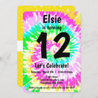 Tie Dye Girl Birthday Party Invitation