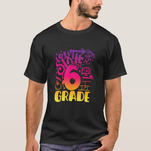 Tie Dye Girls 6th Sixth Grade Squad Crew Team Grap T_Shirt