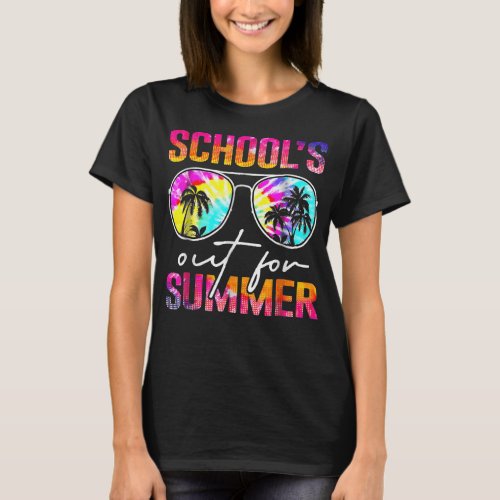 Tie Dye Glasses Schools Out For Summer Teacher Mot T_Shirt