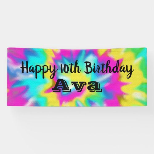 Tie Dye Glow Birthday Party Banner
