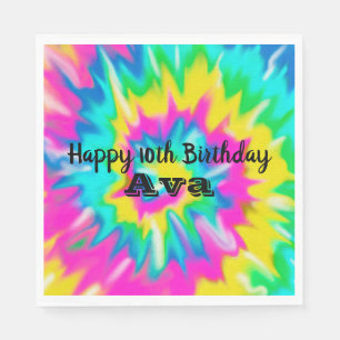 Tie Dye Glow Birthday Party Napkins