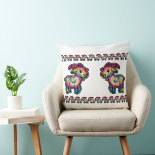 Tie-Dye Goat Throw Pillow