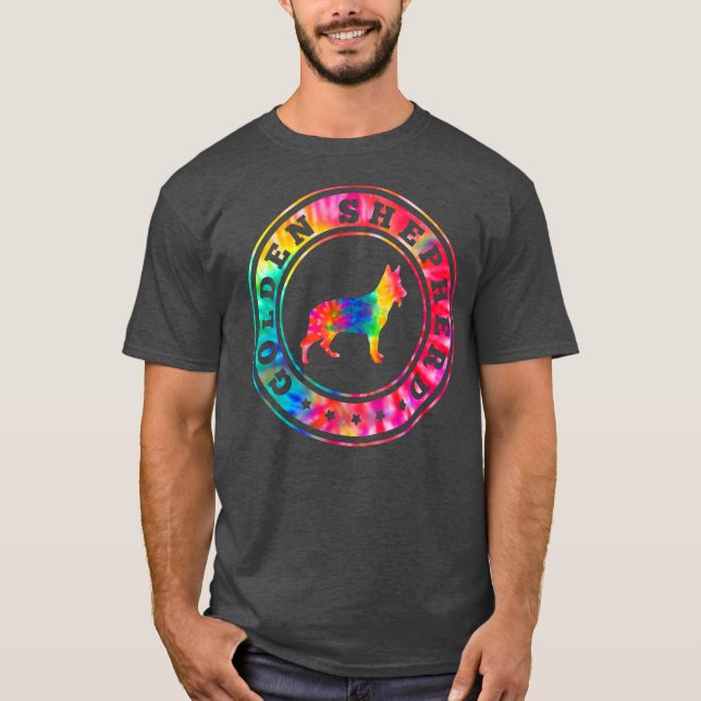 Tie Dye Golden Shepherd Dog Mom Dad Pet Lover  T-Shirt (Front)