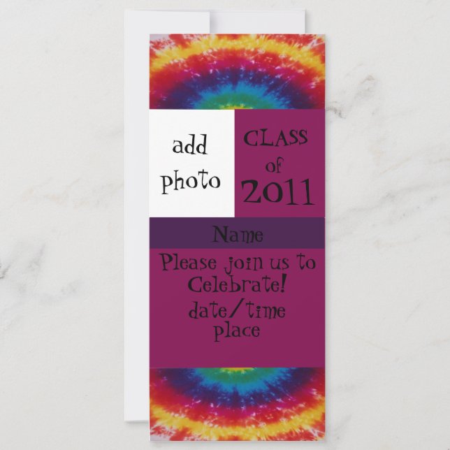 Tie Dye Graduation Party Invitation (Front)