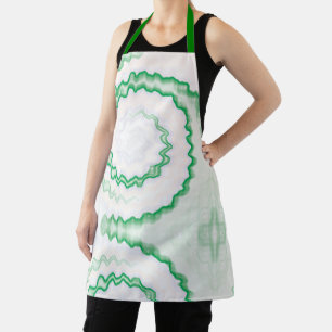 Tie dye Green white swirl funky retro pattern Apron