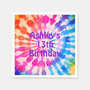 Tie Dye Groovy Hippie Bold Colorful Birthday Napkins