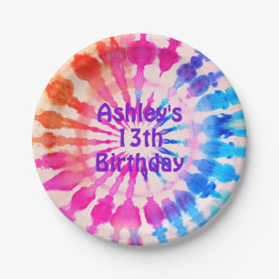 Tie Dye Groovy Hippie Bold Colorful Birthday Paper Plates