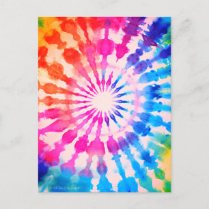 Tie Dye Groovy Hippie Bold Colorful Design Postcard