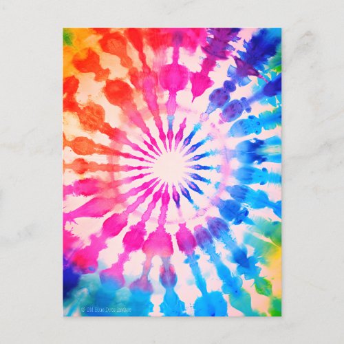 Tie Dye Groovy Hippie Bold Colorful Design Postcard