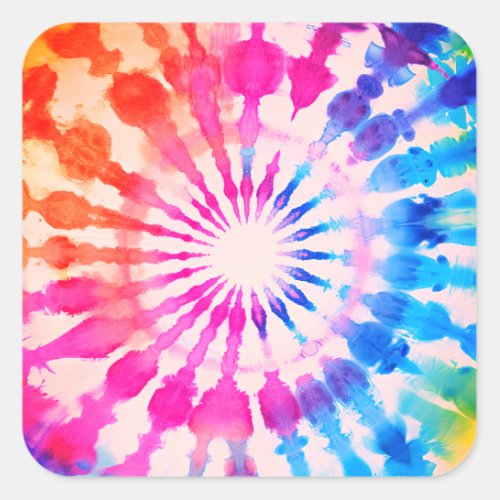 Tie Dye Groovy Hippie Bold Colorful Design Square Sticker
