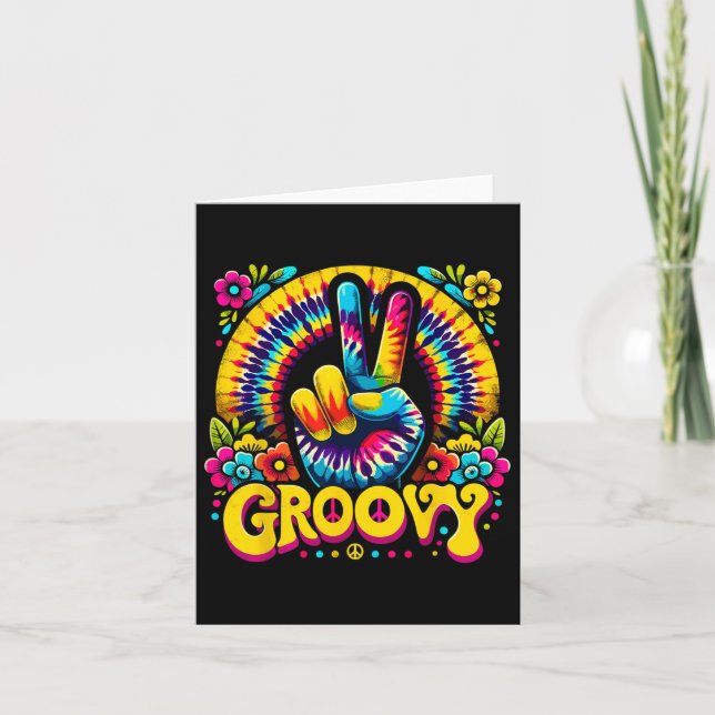 Tie Dye Groovy Peace Sign Hippie  Card (Front)