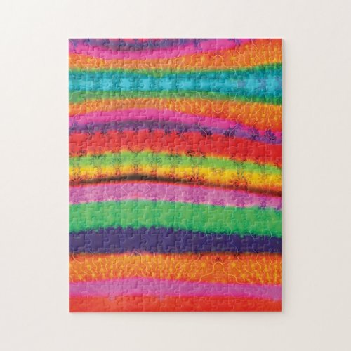 Tie Dye Groovy Rainbow Stripes Cool Jigsaw Puzzle