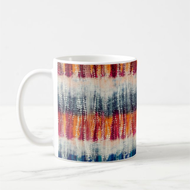 Tie dye grunge styled fabric simulation pattern coffee mug (Left)