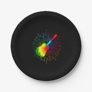 Tie Dye Guitar Music Design Colorful Guitarist Paper Plates