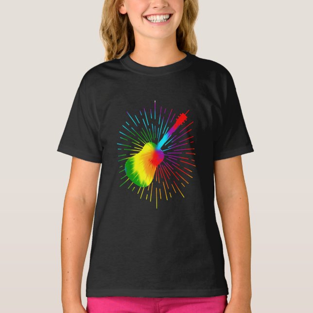 Tie Dye Guitar Music Design Colorful Guitarist T-Shirt (Front)