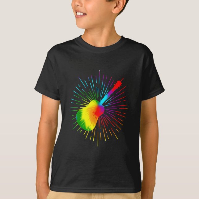 Tie Dye Guitar Music Design Colorful Guitarist T-Shirt (Front)
