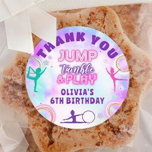Tie Dye Gymnastics Jump Play Birthday Thank You Classic Round Sticker