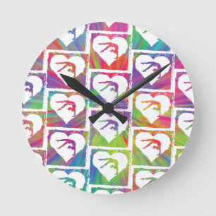Tie Dye Gymnastics Pattern Round Clock