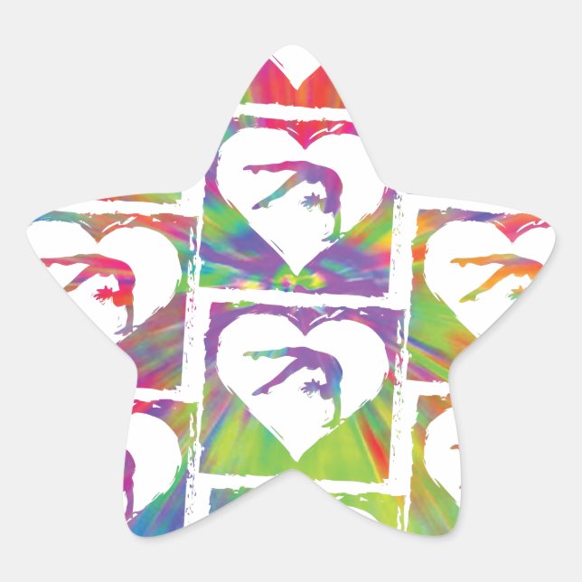 Tie Dye Gymnastics Pattern Star Sticker (Front)