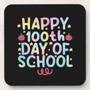 Tie Dye Happy 100th Day Of School Teacher Student Beverage Coaster