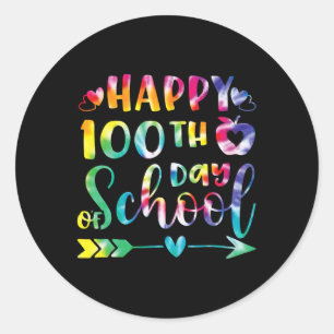 Tie Dye Happy 100th Day Of School Teacher Student Classic Round Sticker