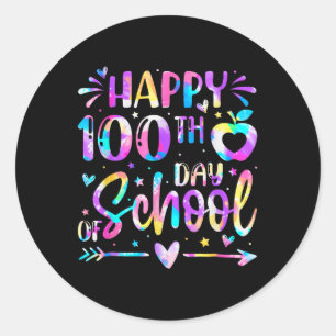 Tie Dye Happy 100th Day Of School Teacher Student  Classic Round Sticker