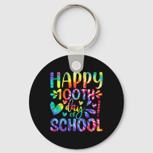 Tie Dye Happy 100th Day Of School Teacher Student Keychain