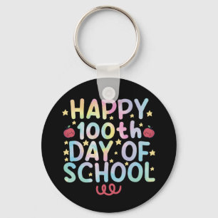 Tie Dye Happy 100th Day Of School Teacher Student  Keychain