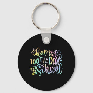 Tie Dye Happy 100th Day Of School Teacher Student Keychain