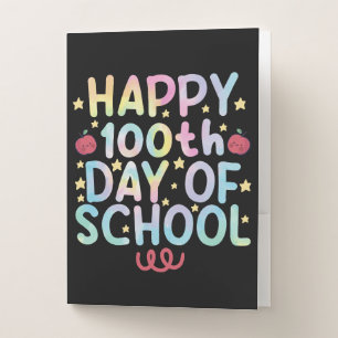 Tie Dye Happy 100th Day Of School Teacher Student  Pocket Folder