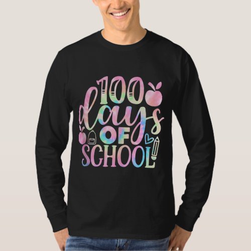 Tie Dye Happy 100th Day Of School Teacher Student  T_Shirt