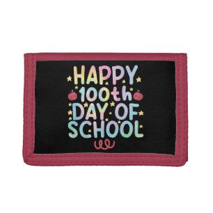 Tie Dye Happy 100th Day Of School Teacher Student  Tri-fold Wallet