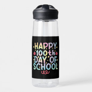 Tie Dye Happy 100th Day Of School Teacher Student Water Bottle