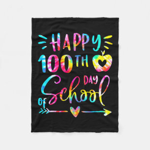 Tie Dye Happy 100th Day School Teacher Student 100 Fleece Blanket