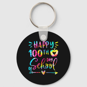 Tie Dye Happy 100th Day School Teacher Student 100 Keychain