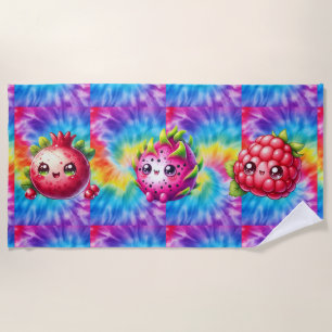 Tie-Dye Happy Dragon Fruit Beach Towel