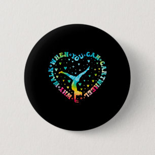 Tie-dye Heart Cartwheel Gymnastics Cheerleader Gym Button