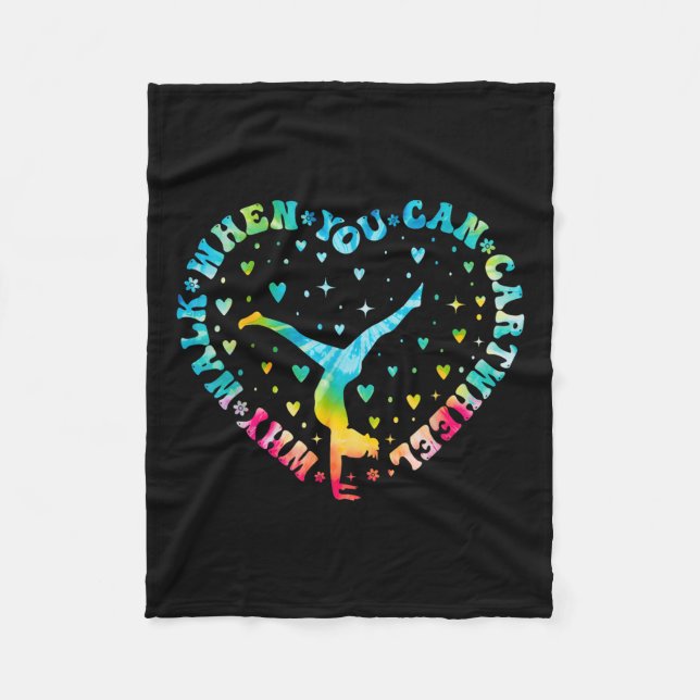 Tie-dye Heart Cartwheel Gymnastics Cheerleader Gym Fleece Blanket (Front)