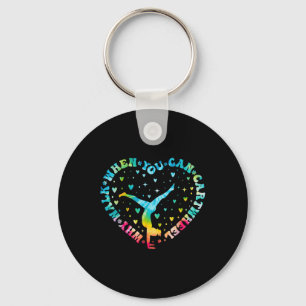 Tie-dye Heart Cartwheel Gymnastics Cheerleader Gym Keychain